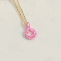 Pink enamel smiley face pendant with gold chain necklace for a trendy minimalist style - Pink