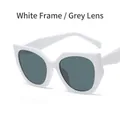 Cat eye oversized glasses frame in solid white with grey lenses for a stylish look - Solid White