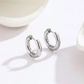 Polished silver 4mm titanium steel hoop earrings with minimalist hinged huggie closure - 4mm Steel Color Hoop