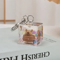 Creative Capybara liquid sand keychain with silver ring on a white book base - Noctilucent Capybara-Bathtub