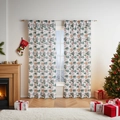 Christmas curtains with green tree prints and red stars on a festive winter home setting - Christmas Tree / 140*100cm