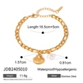 Gold stainless steel bracelet with shell and pearl charms with dimensions - Gold Shell Pearl Bracelet Style (JDB2405010)
