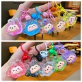 Porte-clés lapin à sable mouvant coloré avec paillettes et clochettes assorties au choix - Style Fermoir Mousqueton / Style d'agneau à perles lumineuses (Mélange aléatoire)