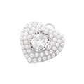 Dettaglio di un ciondolo a cuore in argento con perle e gemma ovale - Cuore in Oro Bianco (VD1597)