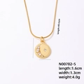 Collier en acier titane doré avec pendentif étoile et lune et chaîne serpent plate - Médaille Lune Étoile Relief-Or