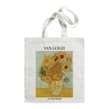 Off-white canvas tote bag featuring Van Gogh's Sunflowers oil painting art print - Classic Sunflowers