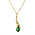 Bohemian gold necklace with a streamlined pendant featuring a green malachite teardrop - Malachite, 14K Gold Plated, Approx. Weight 1.49g