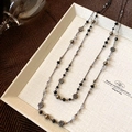 Bohemian beaded shell necklace with bronze chain, black beads and floral pendants - 19# Necklace - Gun Black Flower
