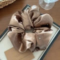Oversized coffee brown satin scrunchie with sparkling rhinestones for ballet style bun - Coffee (Rhinestone)