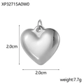 Pendentif coeur en argent poli montrant les dimensions 2,0x2,0cm et le poids 7,7g - Grand Coeur Argent