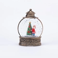 Lanterna natalizia in bronzo con albero festivo e statuina in una palla di neve - Palla di Neve Bambina / Bronzo