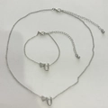 Parure de bijoux en argent avec pendentifs cœur et lettre U incluant collier et bracelet - Lettre U Style (4976) / Argent