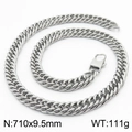 Silver stainless steel curb chain necklace 710mm x 9.5mm with a strong lobster clasp - 9.5mm x 710mm(KN232973-ZZ)