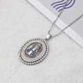 Collier médaille Vierge Aparecida argentée avec zircons bleus et transparents - Notre-dame (argent)-ne09-2
