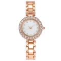 Lussuoso orologio da donna in oro rosa con strass scintillanti sul quadrante e sulla lunetta - Orologio Oro Rosa Singolo