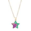 Gouden sterrenhanger ketting met paars groen verloop en halve maan detail sieraad - Ster Ketting (X200) / KC Goud