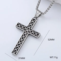 Nordic Viking triangle cross pendant necklace in silver and black metal for men - Hollow Texture Cross (Style 19)
