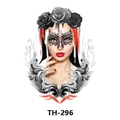 Waterproof tattoo sticker TH-296 featuring a woman with black roses and lace mask - Th-296 / 210*148mm