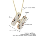 Gold-plated letter H necklace pendant with colorful zircon stones on a gold chain - Letter H