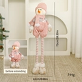 Gnome bonhomme de neige rose en peluche à jambes rétractables pour Noël - Télescopique-Bonhomme de Neige