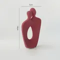 Matte brick red abstract ceramic couple sculpture, 14cm height minimalist desk ornament - Small Couple Purple Red