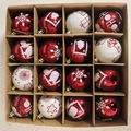 Lot de 16 boules de Noël rouges et blanches avec motifs festifs de flocons de neige - 6cm 16 Pièces Rouge & Blanc C
