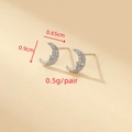 Silver crescent moon stud earrings with zircon inlay measures 0.9cm height and 0.65cm width - Silver Small Moon