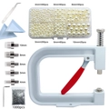 DIY pearl setting machine kit with manual tool, metal molds, and assorted faux pearls - Beige Pro Set (With Claw Rivets Accessories)