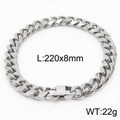 Silver stainless steel Cuban link bracelet, 220x8mm size with secure buckle closure - Style B 8mm-220mm
