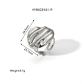Irregular organic wavy ring in polished silver finish measuring 24.9mm by 23.1mm - Silver Ripple Open Ring (YYR023181-P) / Silver