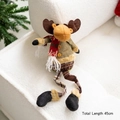 Pluche kerstrendier met lange poten en groene jas, 45 cm feestelijke decoratie - 45cm / Eland