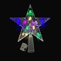 Étoile de sapin transparente avec lumières LED multicolores et boîtier de piles blanc - 15cm Rayé Multicolore (Pile bouton)