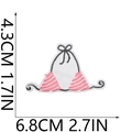 Pink striped bikini embroidery patch showing precise dimensions of 4.3cm by 6.8cm - No.18-Striped Bikini Top