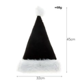 Classic black plush Santa hat with white fur trim and sizing measurements 45x32cm - High-end Plush Adult Hat Black