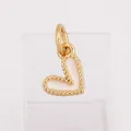 Golden brass heart pendant featuring white mother of pearl inlay and beaded edges - White Beaded Heart-L282992