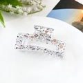 Transparent Halloween hair claw clip featuring spooky ghosts and orange pumpkin prints - 8.5cm Square - Halloween Ghost