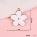 White enamel flower charm with gold metal edges for DIY jewelry making 28x23mm - D902 White Dripping Oil Flower
