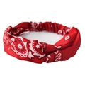 Unisex red paisley sweatband with stylish twist design and elastic back fit - Red