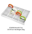 White wooden 40-slot display tray for bracelets with precise 35x24x3cm sizing - White Brushed PU 40 Slots Bangle Tray