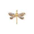 Goldener Libellenanhänger mit blauen Emailleflügeln und Blumendetails für DIY-Schmuck - Marineblau