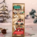 Wooden Christmas tree pendant set with Santa elk motifs and Merry Christmas text decor - Car Style