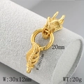 Gouden drakenkop- en veer-sluiting voor DIY-kettingen met een 20mm-ring - Drakenkop Goud (KLJ6333-Z)
