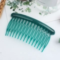 Minimalist dark green 15-tooth plastic hair comb for retro styling and hair fixing - Round 15 Teeth / Jade Green
