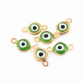 Green evil eye jewelry connector charms in gold stainless steel for DIY bracelets - Green