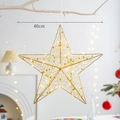 Stella di Natale dorata da 40cm in filo metallico con calde luci LED per decorazione - 40cm Stile con Perline / Oro
