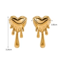 Orecchini in acciaio placcati oro 18K con design a cuore fluido e altezza di 3,29 cm - Stile Cuore Fluido Fondente Dorato (JDE2309078)