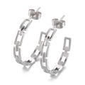 Silver hollow chain-link C-shape earrings in polished stainless steel for women - Silver (KE102237-KFC)