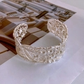 Silver hollow filigree open bangle with intricate baroque floral patterns in retro style - Silver Court Baroque Bangle