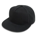 Classic black flat brim snapback baseball cap for kids with a minimal 5-panel design - Size 48 (8 Months-2 Years) / Black