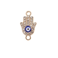 Detailed Hamsa Hand connector charm with white crystals and blue evil eye for DIY jewelry - Gold Hamsa Hand / 10 Pieces Pack